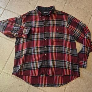 Vtg red plaid wool blend shirt XL Potomac Collection